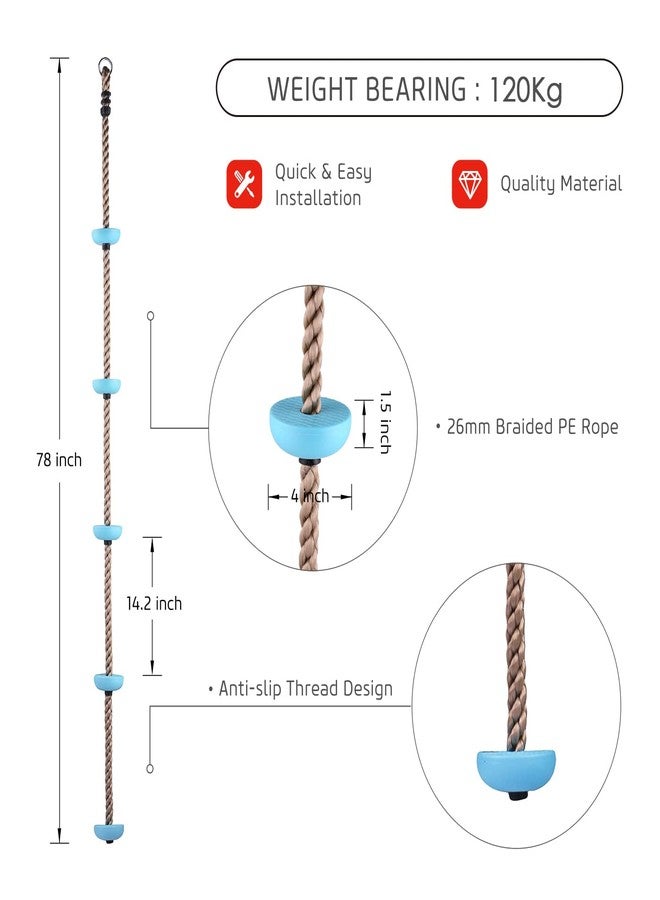 Toy Park Plastic Knot Rope/Kids Climbing Rope with 5 Plastic Knots Ideal for Tree Houses and Climbing Frames (Blue) - Image 3